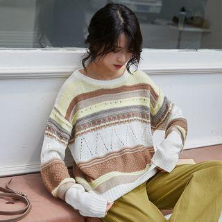 Striped Pointelle Sweater