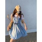 Spaghetti Strap Mini A-line Dress / Short-sleeve T-shirt