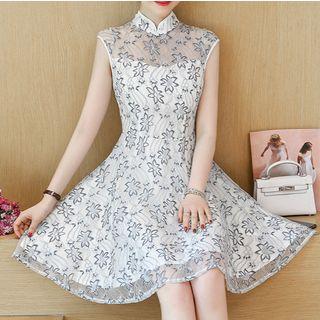 Sleeveless All Over Pattern A-line Dress