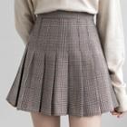 Gingham Pleated Mini A-line Skirt