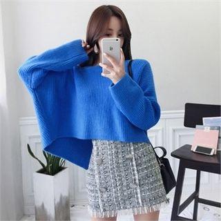 Open-back Oversized Rib-knit Top