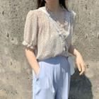 Short-sleeve Floral Shirt / Wide-leg Dress Pants