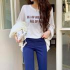 Letter Drop-shoulder Textured T-shirt
