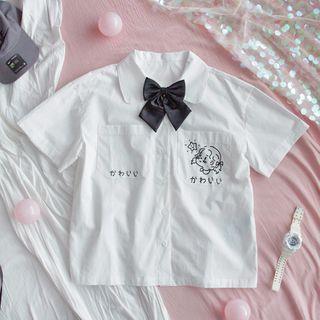Pocket Detail Short-sleeve Shirt As Shown In Figure - One Size