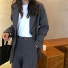 Button Blazer / Straight-cut Dress Pants
