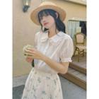 Lace Trim Blouse / Mini A-line Overall Dress