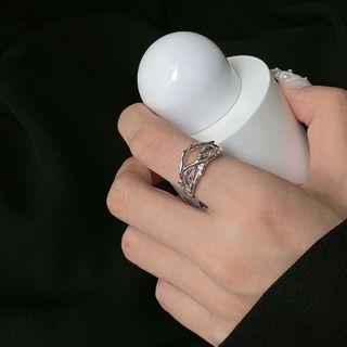Textured Layered Open Ring J1778 - Silver - One Size