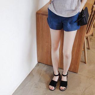 Pocket-side Linen Blend Shorts