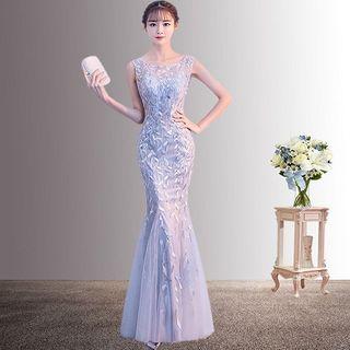 Sequined Sleeveless Mermaid Evening Gown / A-line Cocktail Dress