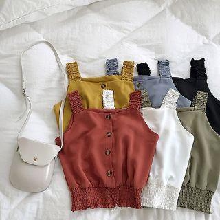 Plain Single-breasted Chiffon Sleeveless Top