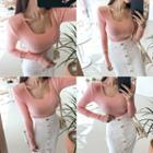 Square-neck Rib Knit Top