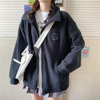 Turtleneck Faux Shearling Zip Oversize Jacket