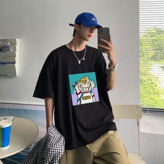 Short Sleeve Elephant Print T-shirt