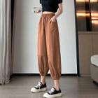 High Waist Plain Cropped Joggers