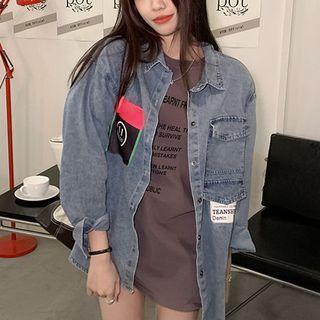 Applique Denim Jacket Blue - One Size