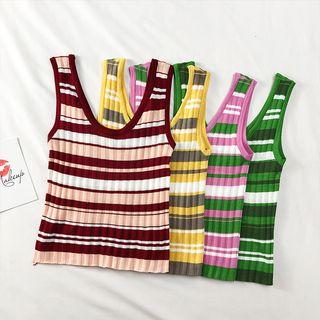 Striped U-neck Tank Top