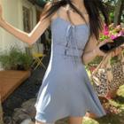 Sleeveless Lace-up Slim-fit Dress