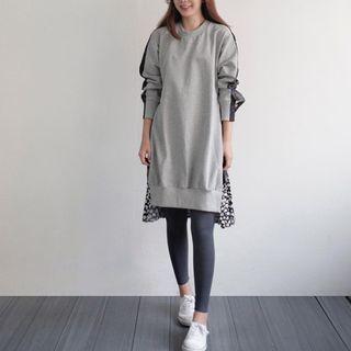 Long-sleeve Panel Chiffon Dress
