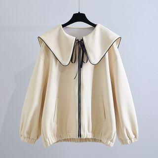 Wide Collar Zip Jacket
