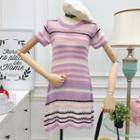Lightweight Striped Knit Dress Pink - One Size