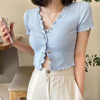 Lettuce-edge Lightweight Cropped Cardigan