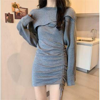 Set: Strappy Knit Sheath Dress + Crop Sweater