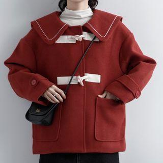 Long-sleeve Contrast Stitch Toggle Coat