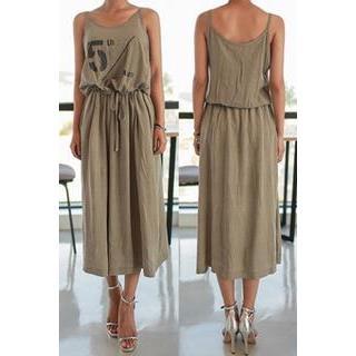 Spaghetti-strap Drawstring-waist Dress