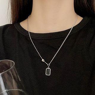 Square Panel Necklace Silver - One Size