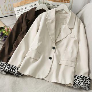 Leopard Print-panel Loose-fit Blazer
