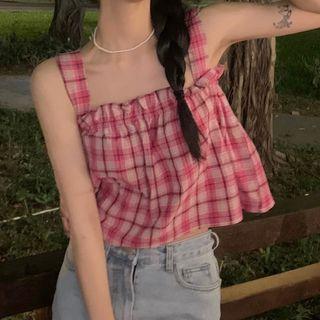 Spaghetti Strap Plaid Top / Blouse