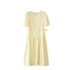 Short Sleeve Drawstring Plain Dress