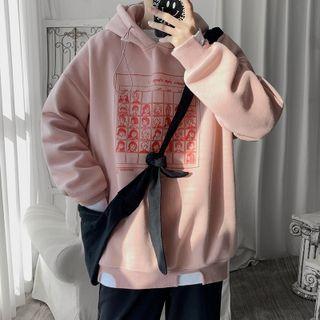 Mock Two-piece Face Print Hoodie