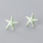 925 Sterling Silver Starfish Earring 1 Pair - S925 Silver - Stud Earrings - Green - One Size