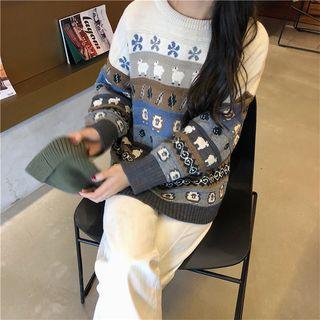 Pattern Knit Sweater As Shown In Image - One Size