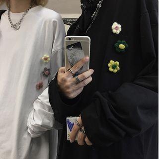 Flower Brooch Long-sleeve T-shirt