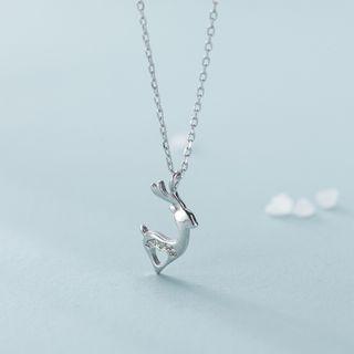 Deer Pendant Necklace X103 - Silver - One Size