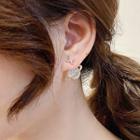 925 Sterling Silver Asymmetric Rhinestone Planet Drop Earring 1 Pair - One Size