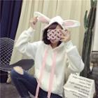 Rabbit Embroidered Long-sleeve Hooded Top