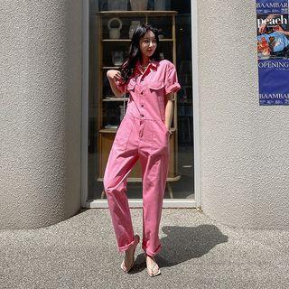 Snap-button Shirtwaist Jumpsuit