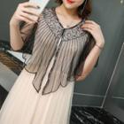 Sequined Scalloped Hem Mesh Capelet