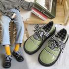 Checkered Shoelace Accent Oxford Shoes