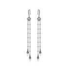 Fashion Simple Plated Black Geometric Tassel Earrings With Cubic Zirconia Black - One Size