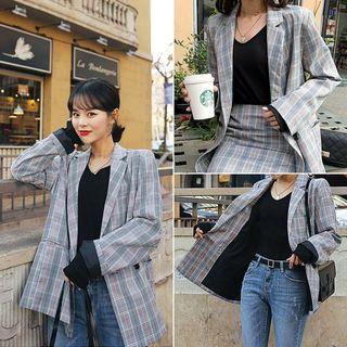 Double-breasted Glen-plaid Blazer One Size