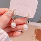 Faux Pearl Ear Stud 1 Pair - White Faux Pearl - Gold - One Size