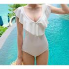 Deep Plunge Ruffled Swimsuit