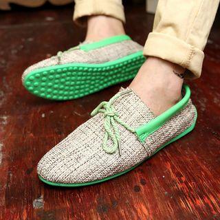 Contrast Trim Lace-up Fabric Casual Shoes