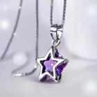 Faux Crystal Star Pendant Sterling Silver Necklace
