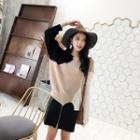 Batwing-sleeve Color Block Knit Top