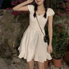 Square Neck Ruffle Hem Dress